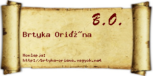 Brtyka Oriána névjegykártya